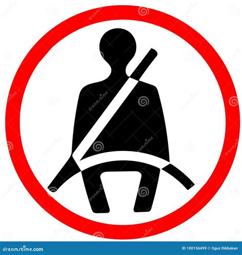 Fasten Safety Seat Belt. Red Prohibition Warning Symbol Sign on White ...