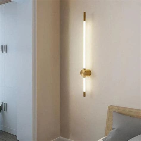 600 MM Slim Vertical LED Wall Light – Double-Ended Gold Rod – Stello ...
