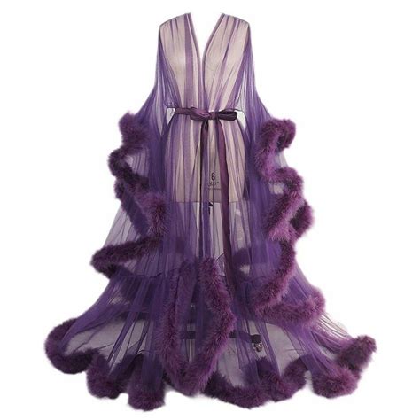 Hollywood Glam Sheer Fluffy Floor-length Feather Robe | Fancy robes ...