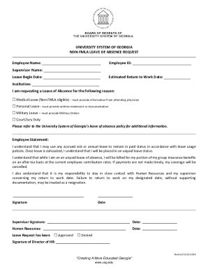 Fillable Online NON-FMLA LEAVE OF ABSENCE REQUEST Fax Email Print ...