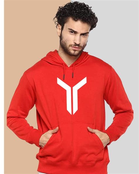 Buy Men's Red Printed Hoodie Online at Bewakoof