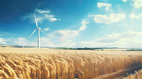 Wind turbines renewable energy art concept digital illustration ...