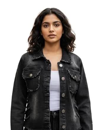 Buy Denim Jacket for Woman, Black Denim Jacket for Woman at Amazon.in