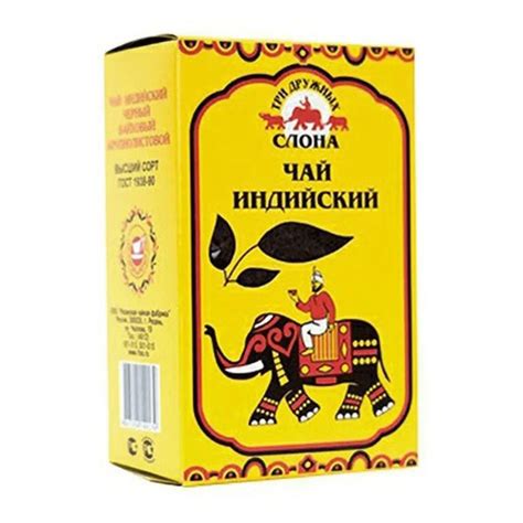 Чай черный Три Дружных Слона Индийский крупнолистовой с окошком 100 г ...