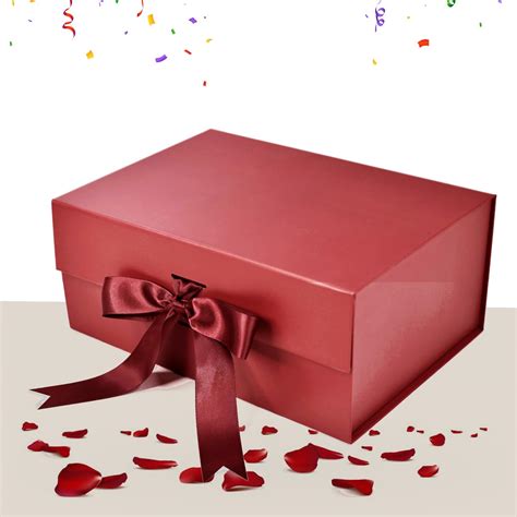Aakriti Maroon Foldable Gift Box Empty Gift Box with Satin Ribbon ...