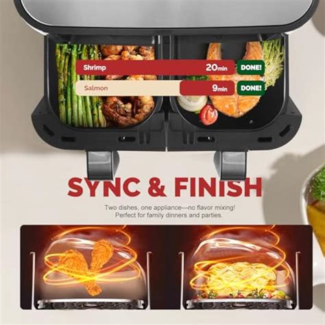 MIRASTON Upgraded Large 10QT Dual Air Fryer, Digital India | Ubuy