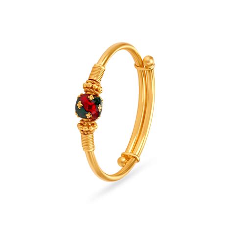 Enamel Bead Work Gold Bangle for Kids