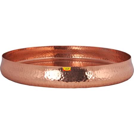 Buy Indian Art Villa Steel Copper Curved Thali Plate, Dinnerware ...