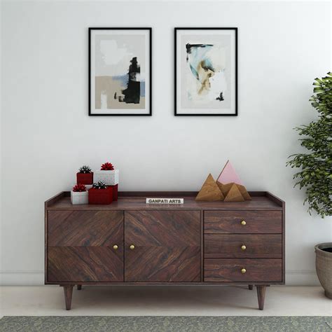 Ganpati Arts Sheesham Wood Sideboard Storage Cabinet with 3 Drawers and ...