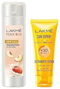 LAKMÉ Peach Milk Lotion Moisturizer Spf 50 Pa++, 200Ml & Sun Expert Spf ...