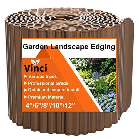 Vinci Garden Landscape Edging Border, 10 Inch x 20 FT Corrugated Sturdy ...