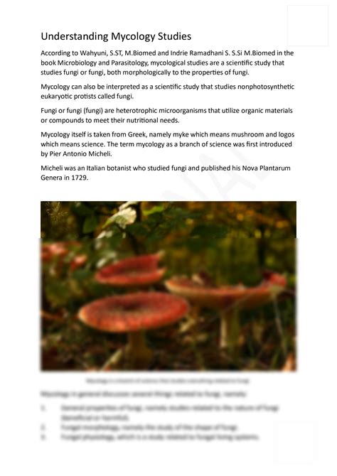 SOLUTION: Understanding mycology studies and their role in life - Studypool