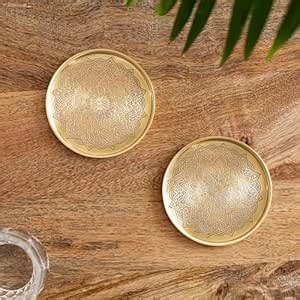 ExclusiveLane 'Mandala Design' Hand-Etched Pure Brass Coasters for Cups ...