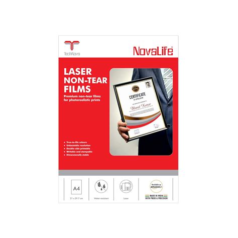 TechNova 125 Micron Visiting Card Non-Tear Media Double Sided A4 Size ...