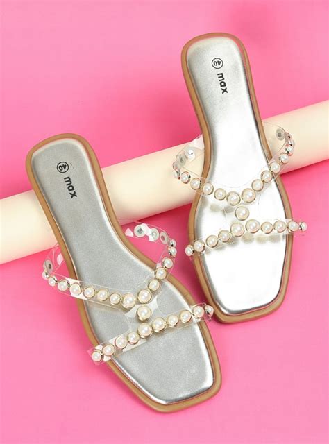 Buy Women Pearl Embellished Flat Sandals Online at just Rs. 799.0 ...