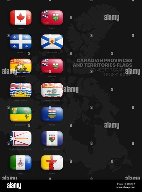 All Official Flags of Canadian Provinces and Territories 3D Vector ...