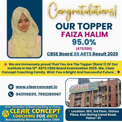 Congratulations to Our Topper Faiza Halim for Scoring 95% in CBSE Class ...