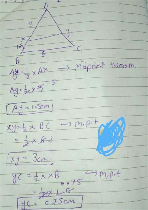 In the given figure, XY||BC Given that AX = 3cm, XB = 1.5cm and BC ...
