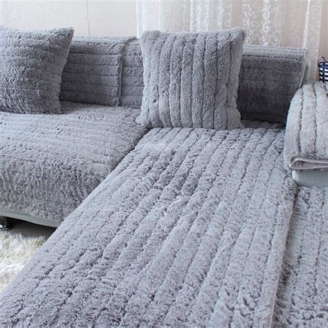 SVIO-SOFACOVER Sofa Mats Non-Slip Sofa Cover Faux Fur Grey Sofa Cushion ...