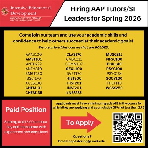 Spring 2026 Academic Achievement Program (AAP) Tutor Positions
