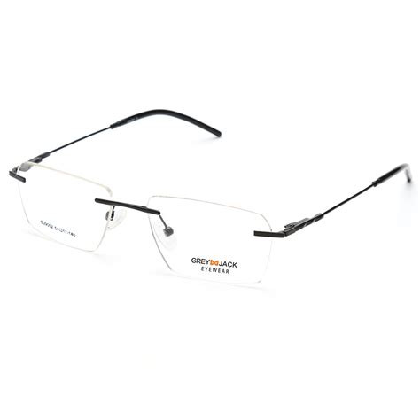 GREY JACK Rectangular Rimless Spectacle Frame, Metal Frame for Men Wom ...