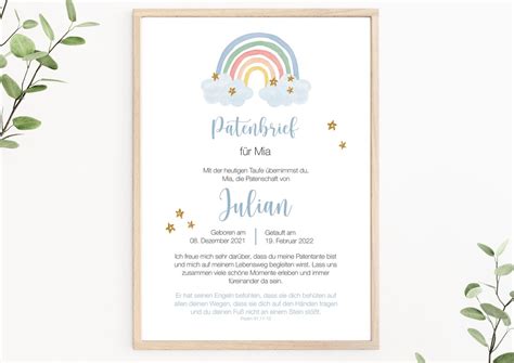 Buy Godparent Letter Rainbow, Godparent Certificate Can Be Personalized ...