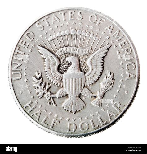 Frontal view obverse (heads) side silver half Dollar minted in 1964 ...