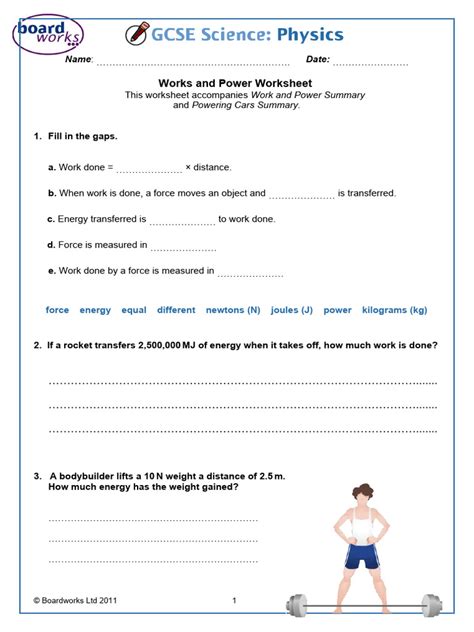 Image result for Work and Power Worksheet