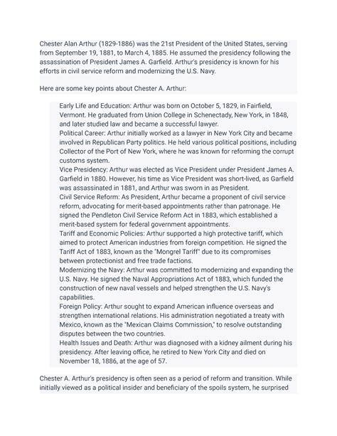 Chester A. Arthur - Chester Alan Arthur (1829-1886) was the 21st ...