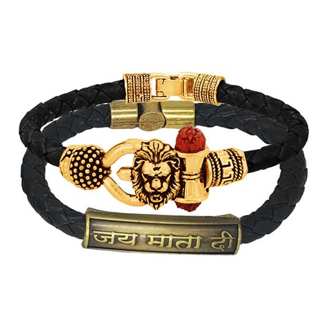 Buy Sullery Religious Loin Head and Jai Mataji Arm Cuff Combo Set Gold ...
