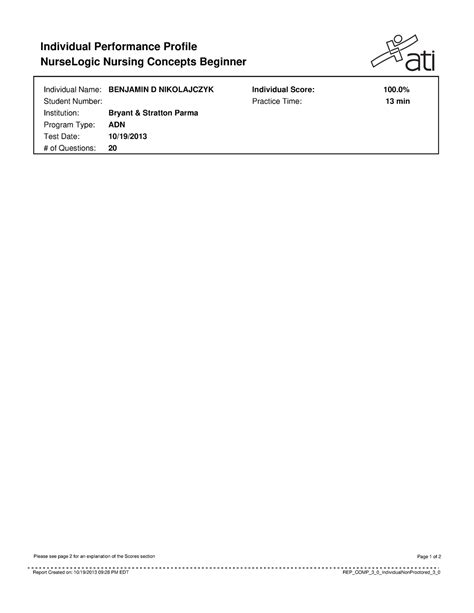Mod 2 - ATI - ATI - Individual Performance Profile NurseLogic Nursing ...