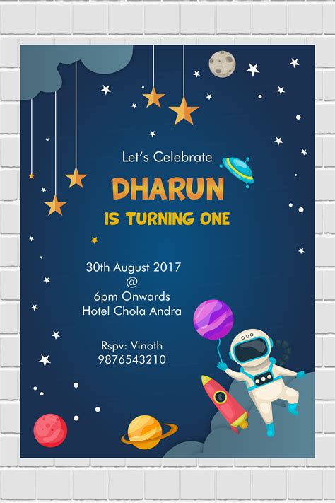 Space Theme Customized Invite | Party Supplies India Online