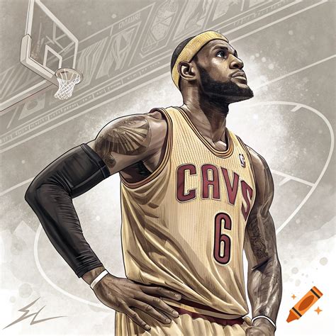 Illustration of LeBron James in a Cleveland Cavaliers uniform on a ...