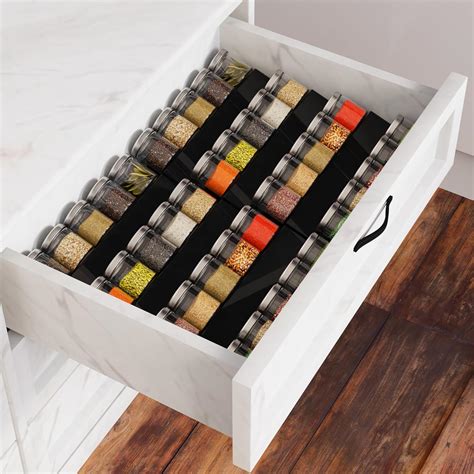 Amazon.com: Spice Rack Organizer for Cabinet - Set of 2 Black Acrylic 4 ...