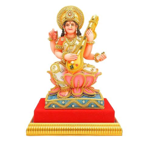 Buy PAPILON Hand Made Gold Plated Hindu Goddess Saraswati ji Statue ...