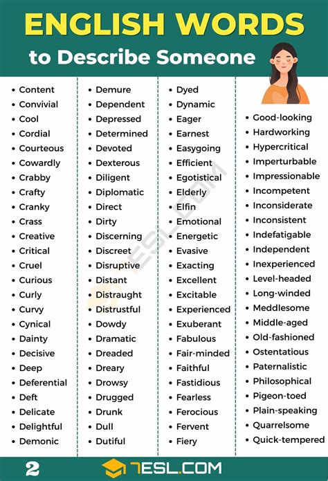 1000+ Best Words to Describe Someone in English • 7ESL