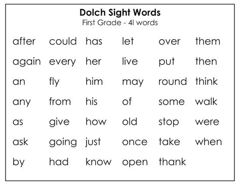 Buy Printable Dolch First Grade Sight Words Flashcards 41 Cards, Child ...