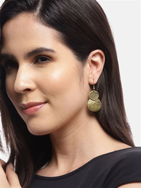 Gold-Plated Circular Drop Earrings – Richeera
