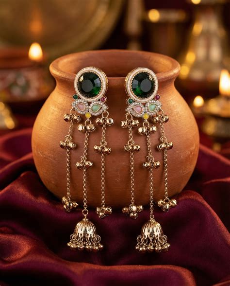 Emerald Multi Mahima Kashmiri Look Ghunghru Jhumka Earring – Shona's Style