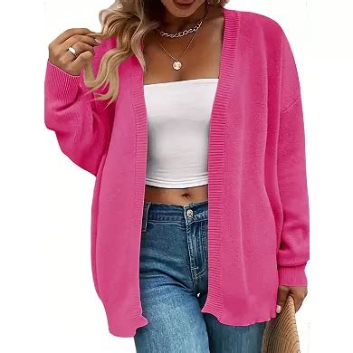Women's Plus Size Open Front Knit Cardigan Long Sleeve Chunky Oversized ...