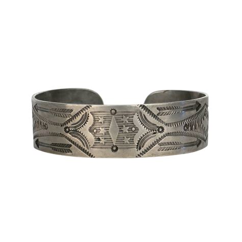 Navajo Stamped Silver Bracelet, c.1910 | Shiprock Santa Fe