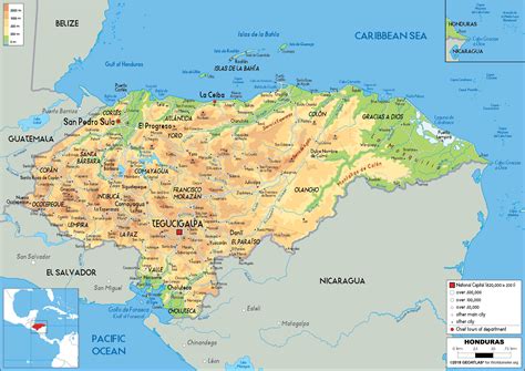 Honduras Map (Physical) - Worldometer