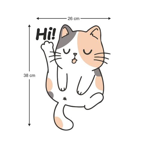 Hi Cat Wall Sticker (PVC Vinyl, 38 cm x 26 cm)Self-adhesive – Rangoli