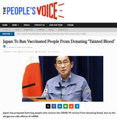 Will Japan ban COVID vaccinated people from donating blood?