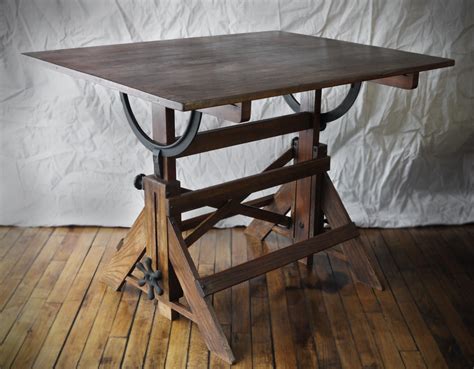 Antique Drafting Table Vintage Adjustable Height Industrial Drafting