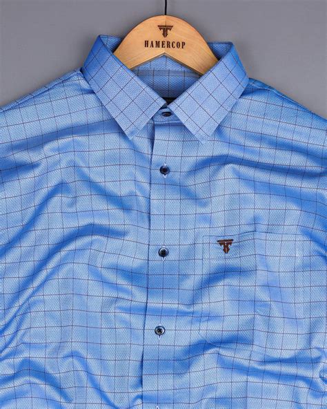 Mutex Blue Jacquard Check Premium Giza Shirt – Hamercop