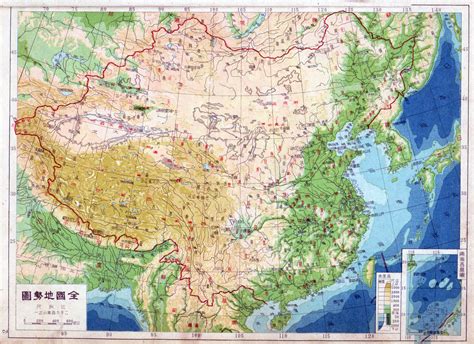 Large detailed physical map of map of China in Chinese – 1948. China ...