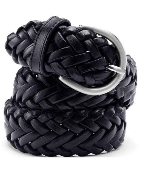 Lands' End School Uniform Leather Braided Belt in Black | Lyst