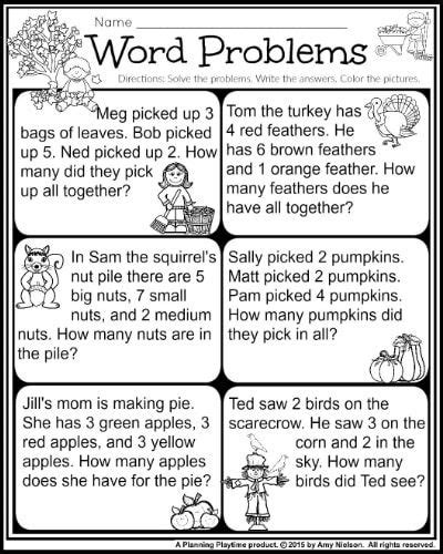 First Grade Math Story Problems 的图像结果