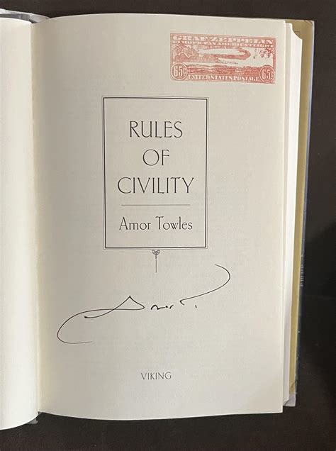 Rules of Civility: A Novel (Signed) by Towles, Amor: Fine Hardcover ...